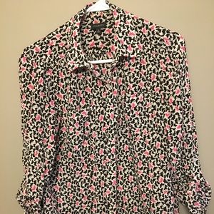 Button up blouse with butterflies